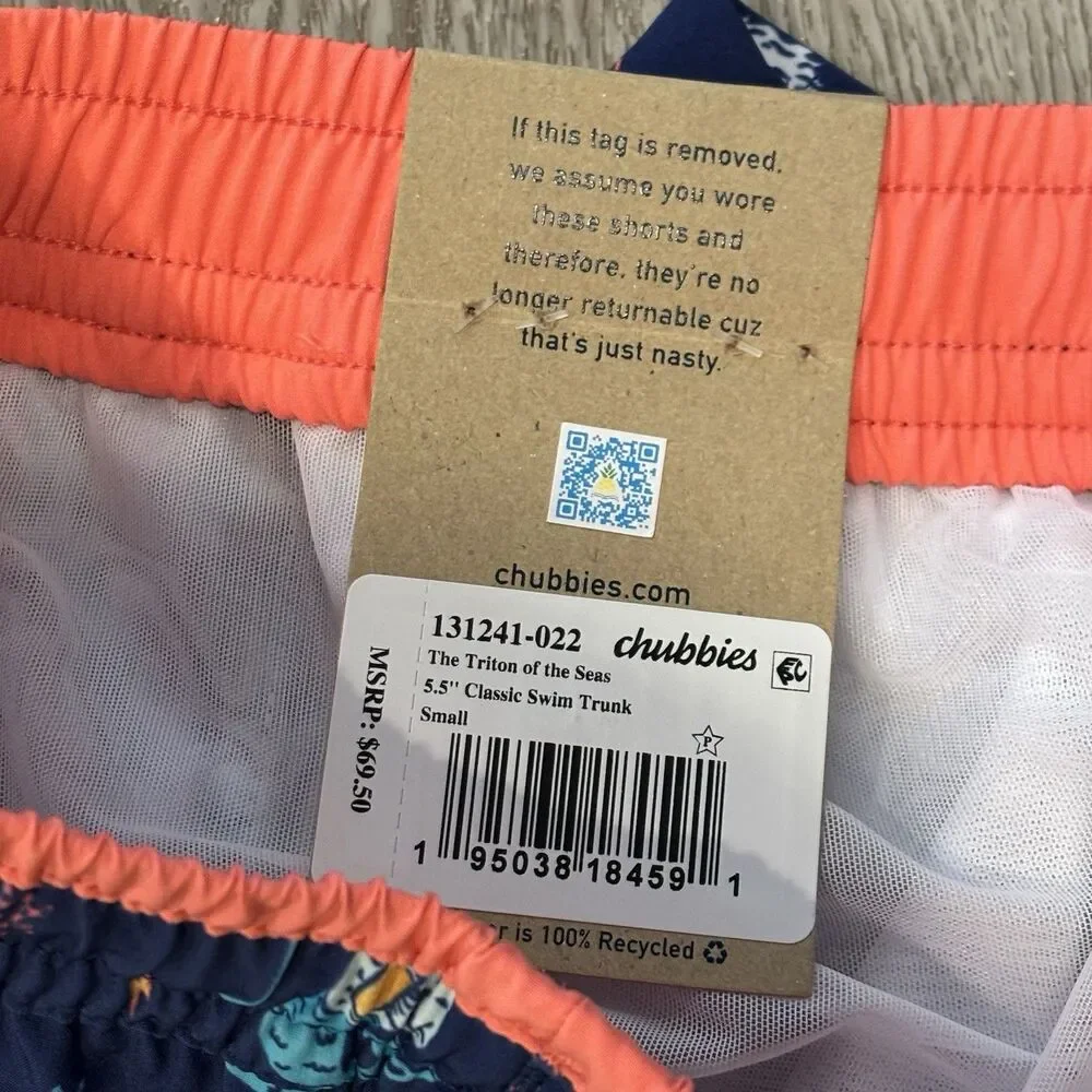 Chubbies Shorts Triton of the Seas Mens Small 5.5